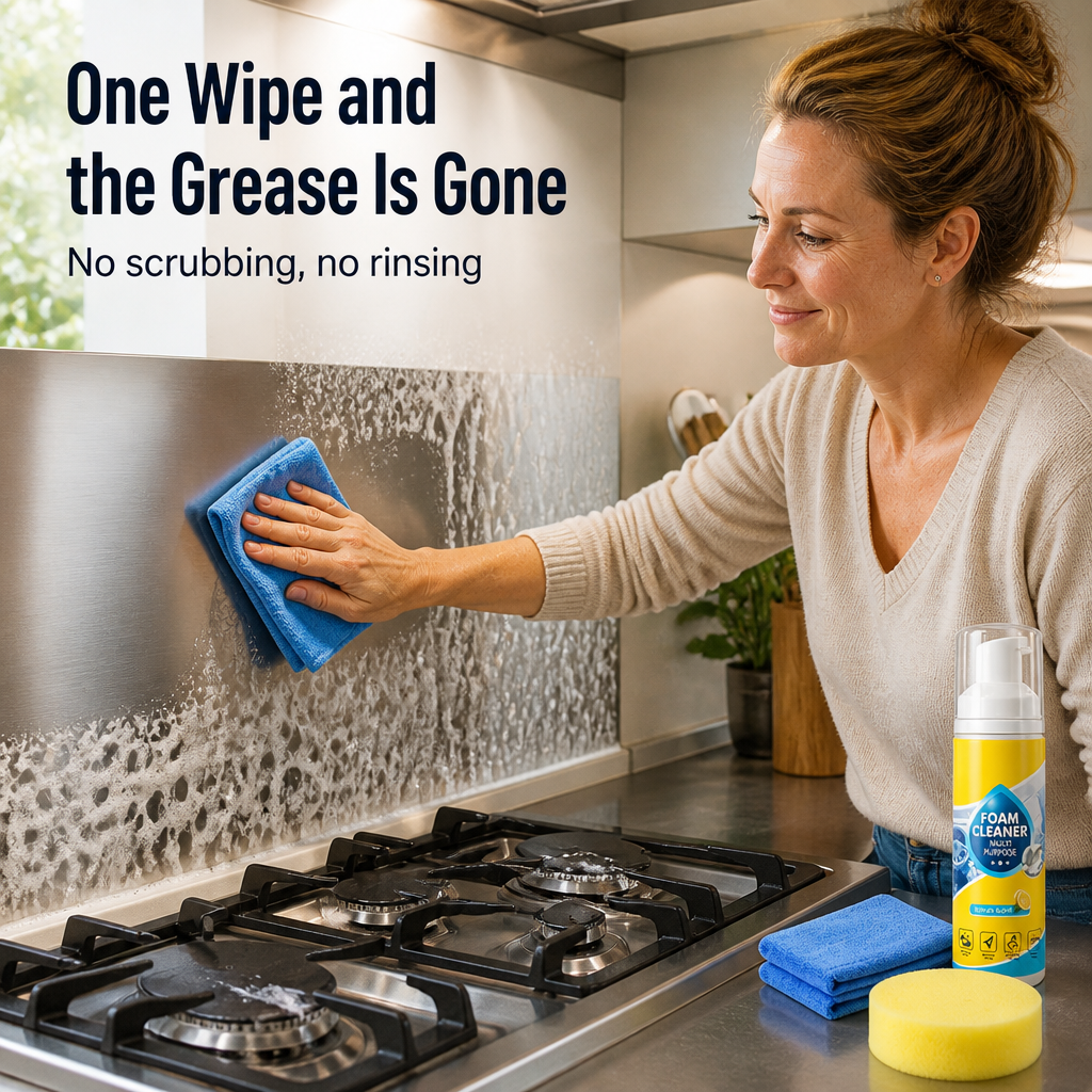 FoamLift™ — Spray, Wait 30 Seconds & Wipe Grease Off Any Surface