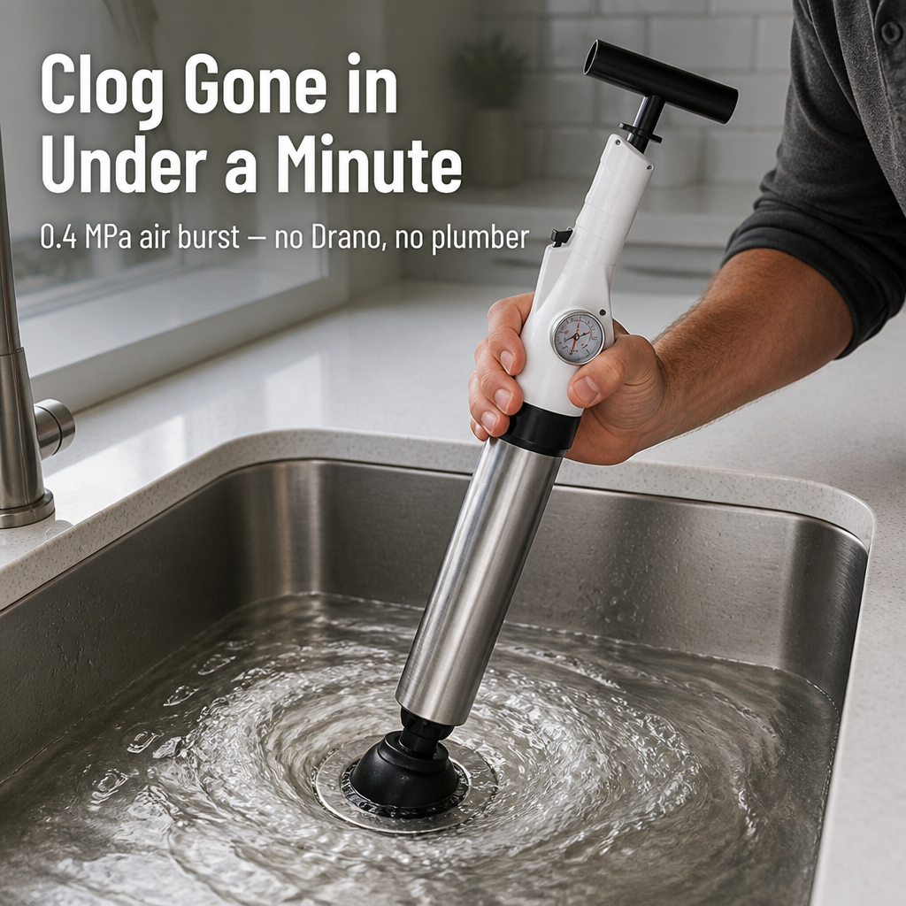 FlowForce™ — Blast Out Stubborn Clogs in Seconds Without a Plumber