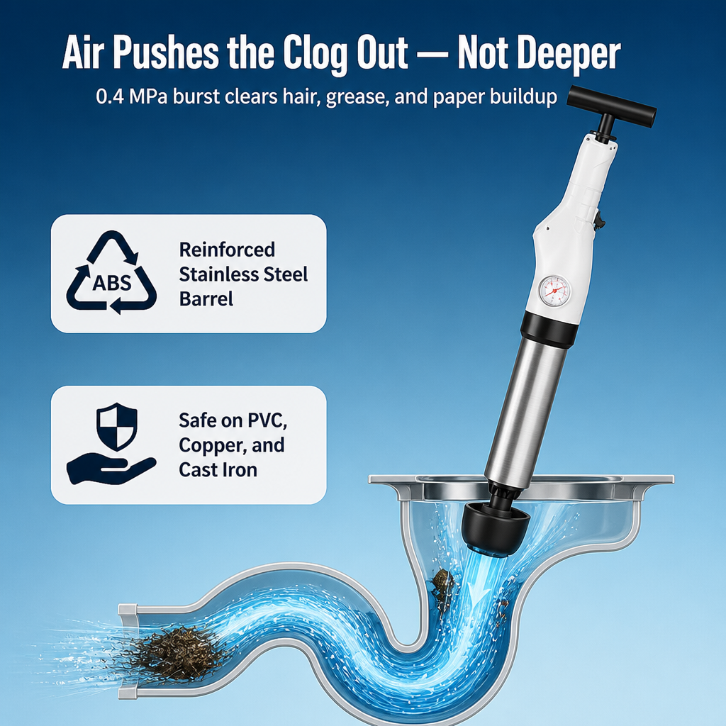 FlowForce™ — Blast Out Stubborn Clogs in Seconds Without a Plumber