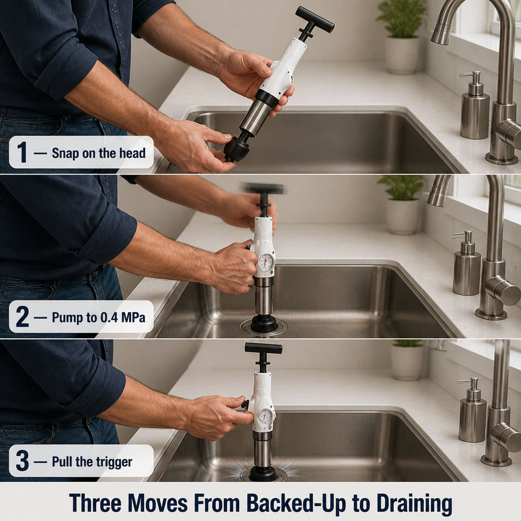 FlowForce™ — Blast Out Stubborn Clogs in Seconds Without a Plumber