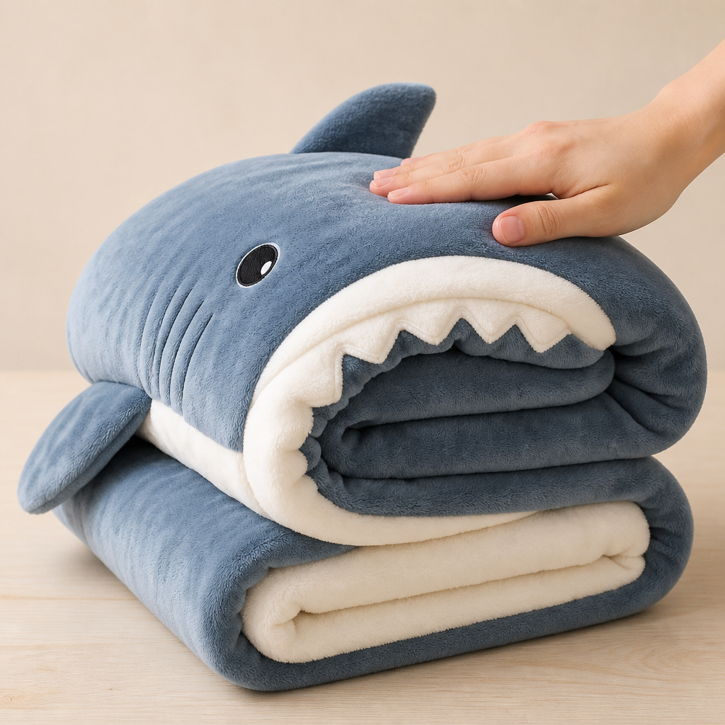 AquaSnug™ – Hooded Shark Flannel Sleeping-Bag Blanket