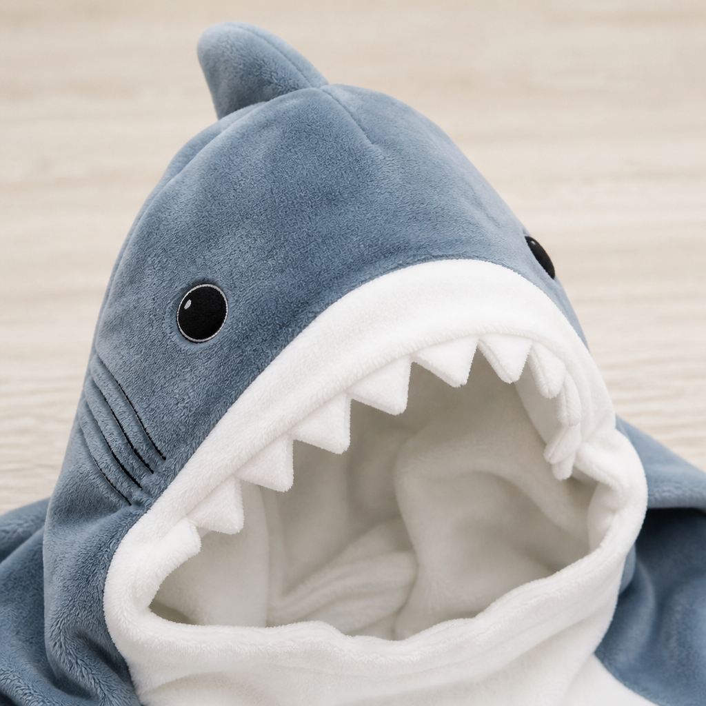 AquaSnug™ – Hooded Shark Flannel Sleeping-Bag Blanket