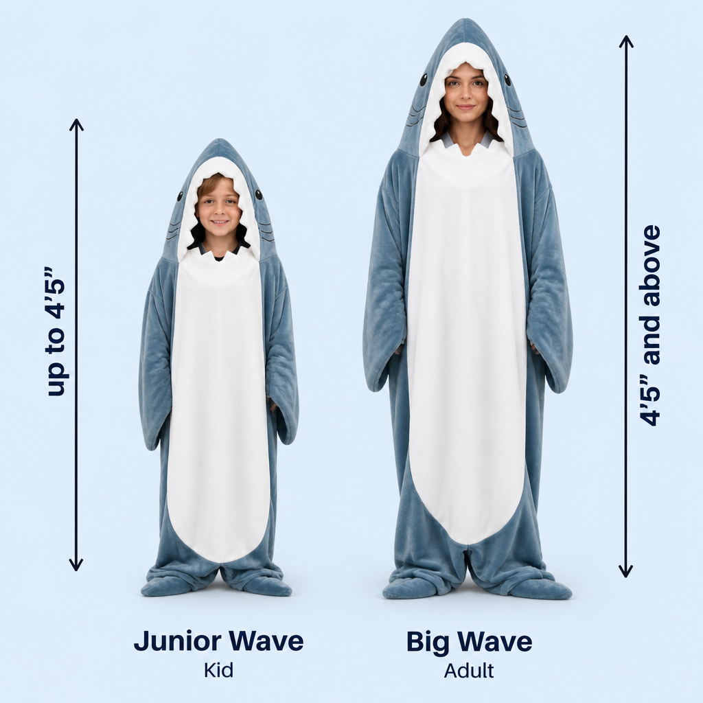 AquaSnug™ – Hooded Shark Flannel Sleeping-Bag Blanket