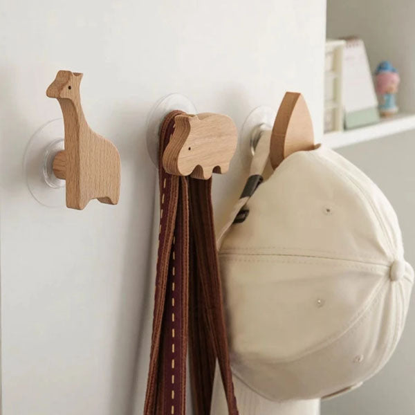 NordicPals - Wooden Animal Wall Hooks Set