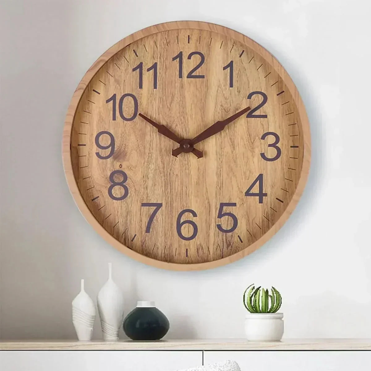 Natural Charm Wooden Wall Clock - Silent Design
