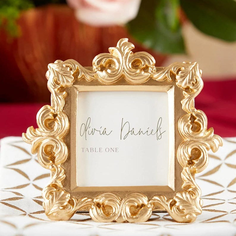 24pcs Gold Frame Wedding Table Number Mini Gold Place Card Frames Baroque Wedding Table Card Frame Gold Mini Picture Frames