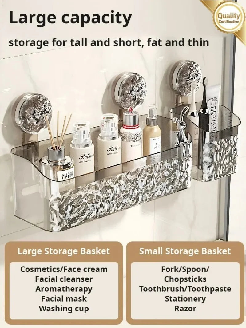 NestGrip - Clear Wall-Mounted Shower Caddy with Tool-Free Installation