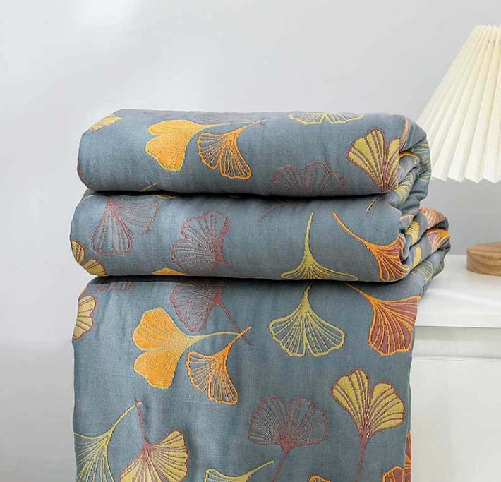 Ginkgo Leaf Cotton Throw Blanket