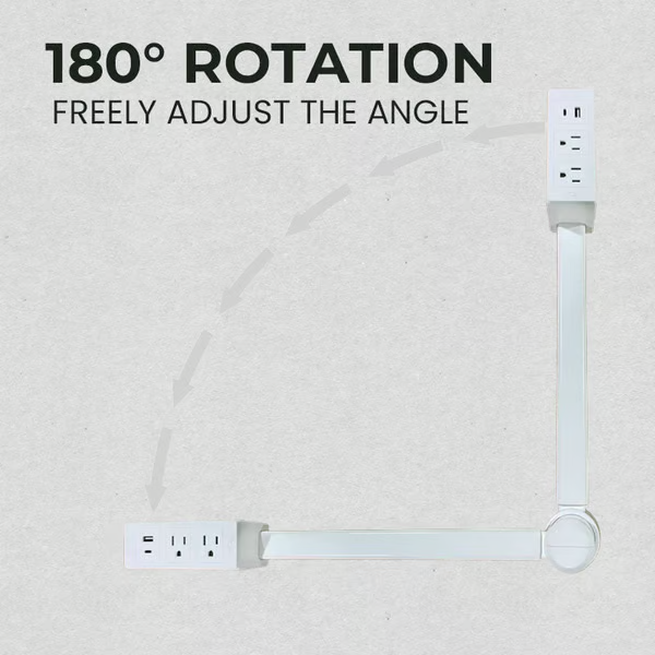 Rotating Power Strip with USB Ports & Phone Holder