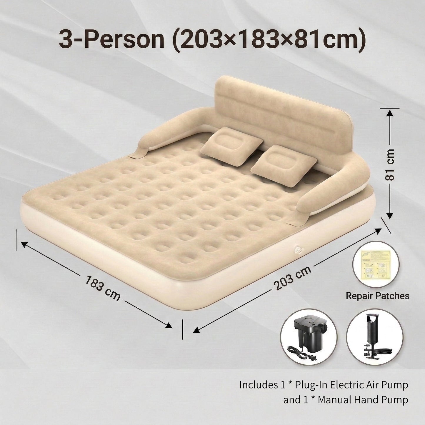 Camping and Home Use Inflatable Mattress with Back Support