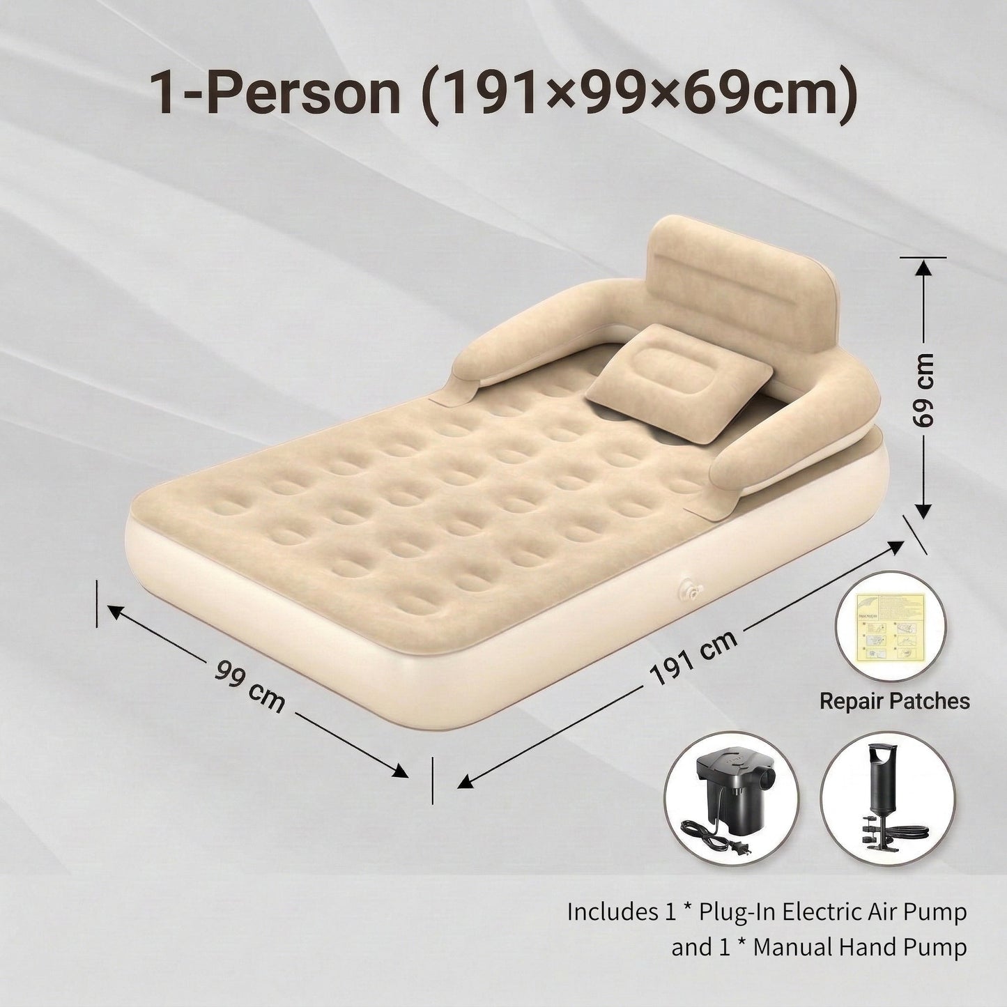 Camping and Home Use Inflatable Mattress with Back Support