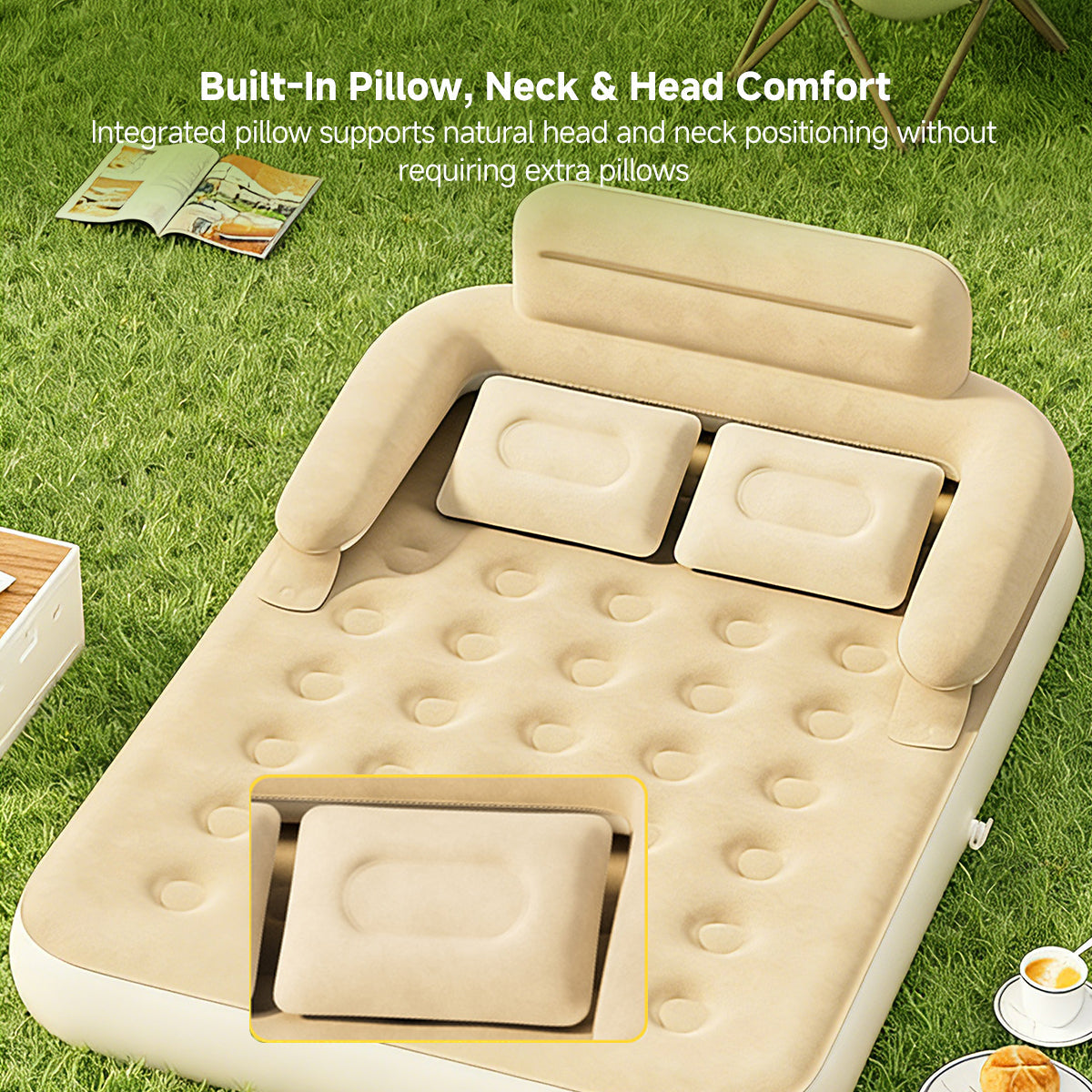 Camping and Home Use Inflatable Mattress with Back Support