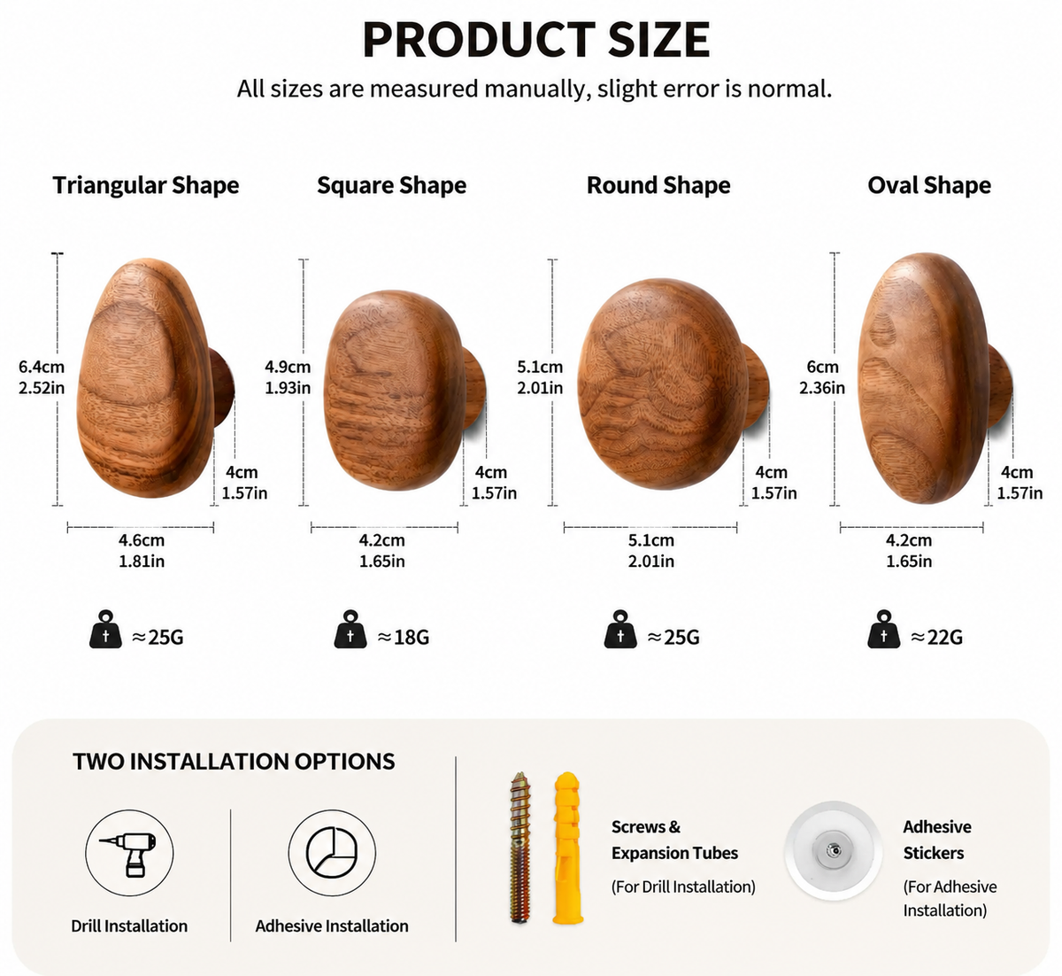 OakPebble - Wooden Wall Hooks Set
