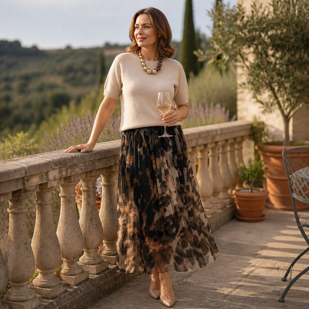 LuxuryLynx™ – Soft Knit Top & Flowing Leopard Print Maxi Skirt Set
