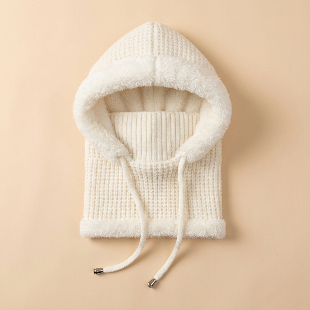 ChillGuard™ – Plush-Lined Hooded Scarf with Drawstring Fit
