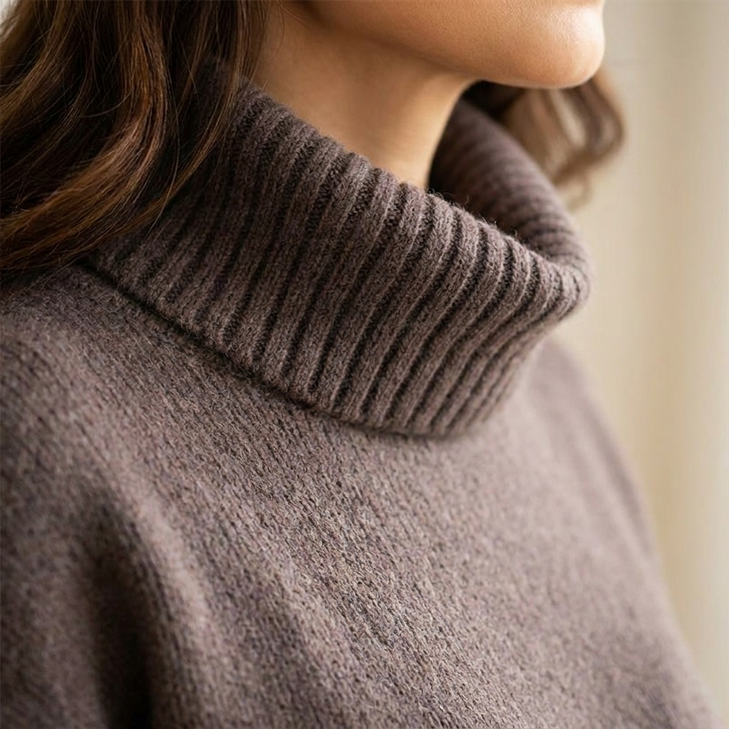 LumiLuxe™ – Oversized Turtleneck Knit Set with Lace-Trim Mini Dress