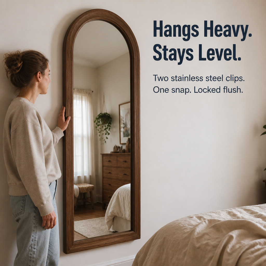 IronClasp™ — Hang Heavy Frames & Mirrors Flush Without the Crooked Slip