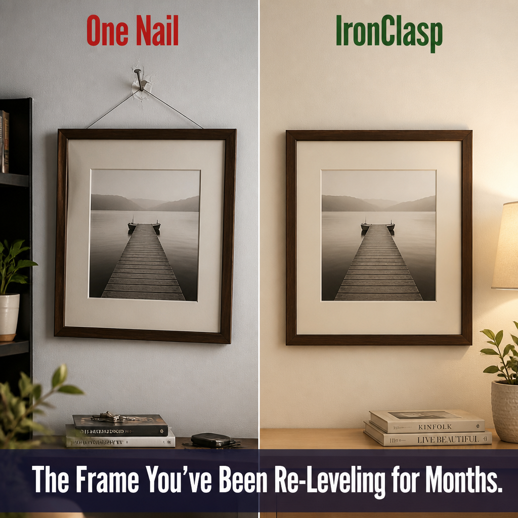 IronClasp™ — Hang Heavy Frames & Mirrors Flush Without the Crooked Slip