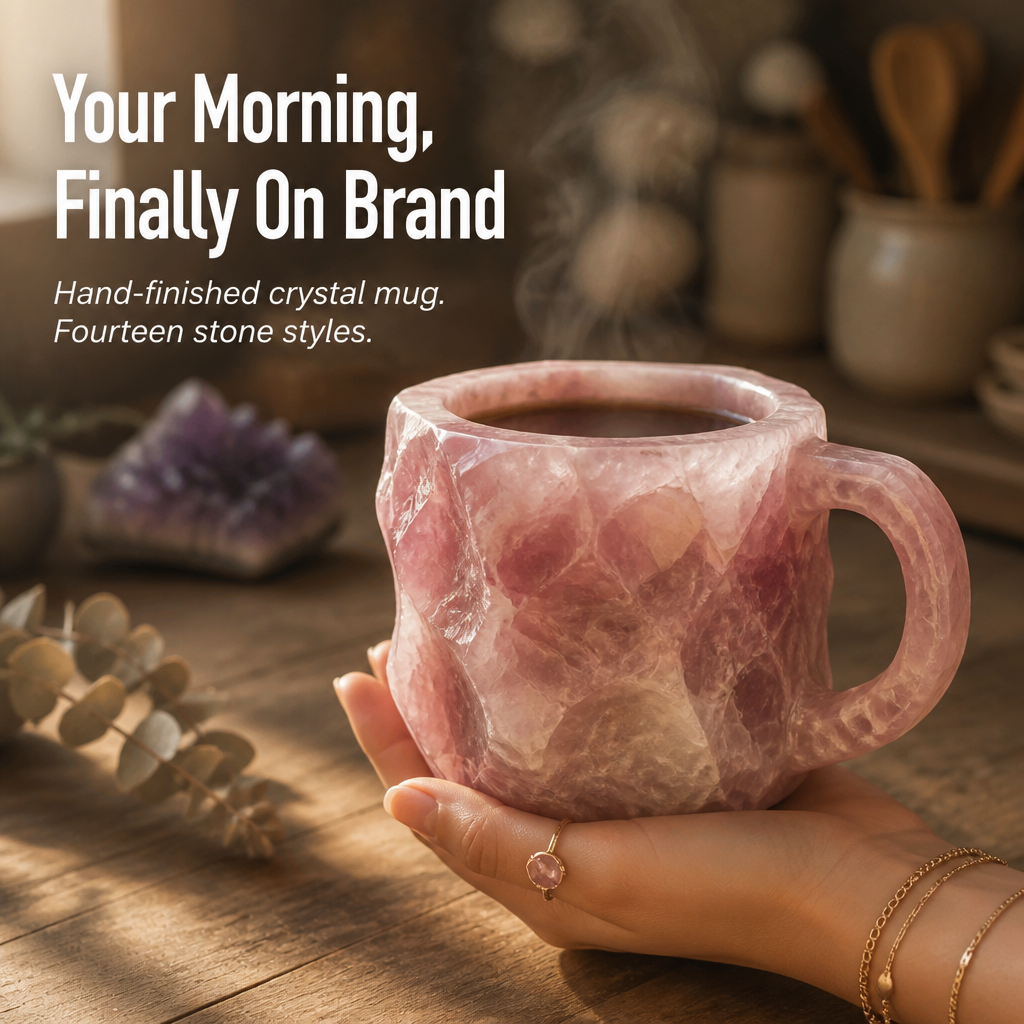 ElementaGlow™ — Pour Your Coffee Into a Hand-Finished Crystal Geode Mug