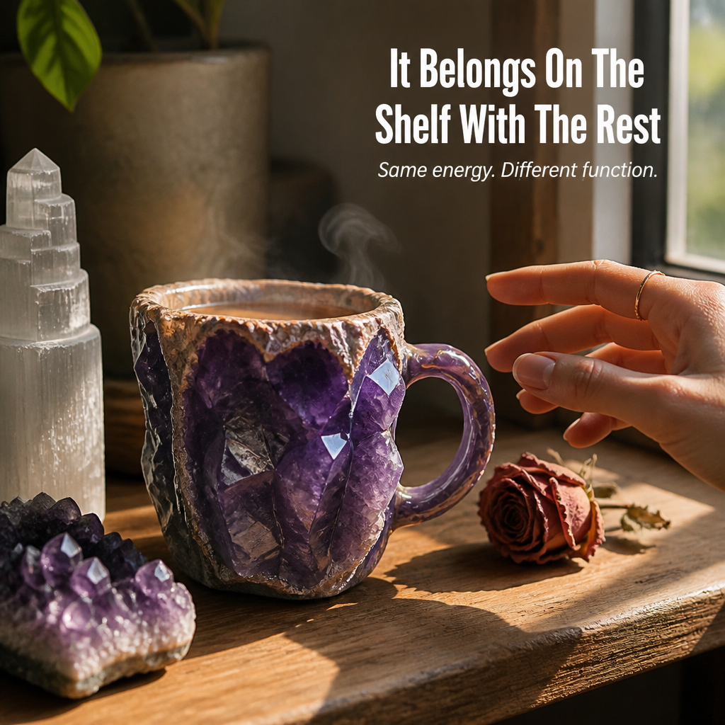 ElementaGlow™ — Pour Your Coffee Into a Hand-Finished Crystal Geode Mug