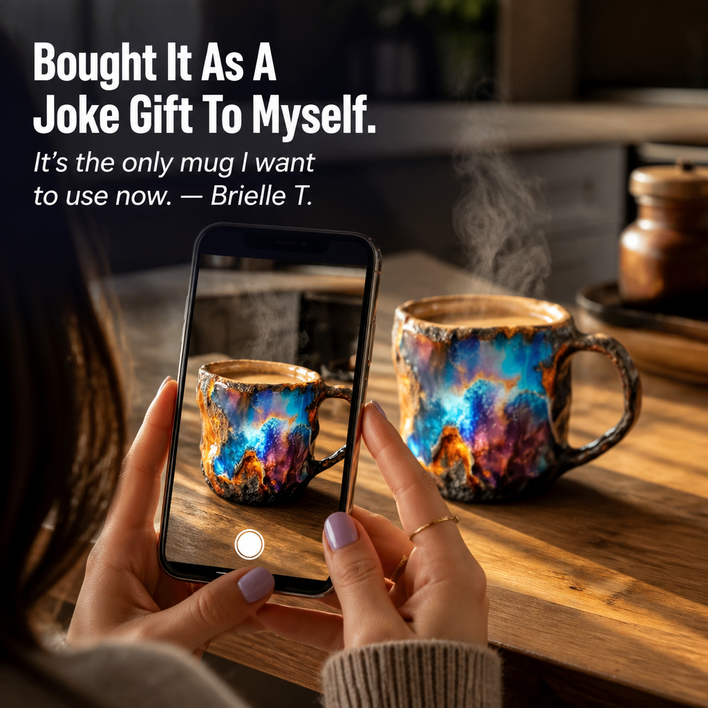 ElementaGlow™ — Pour Your Coffee Into a Hand-Finished Crystal Geode Mug