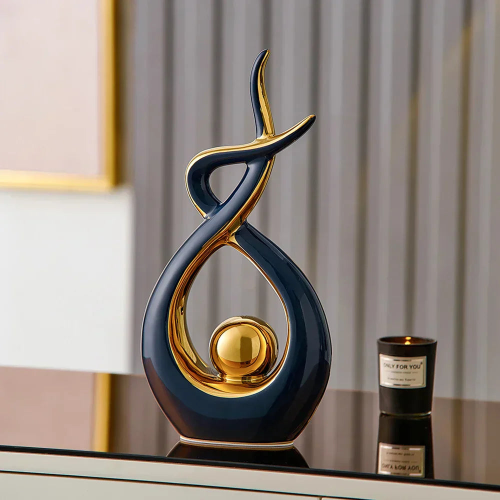 LuxeForm - Abstract Ceramic Sculpture with Gold Accent