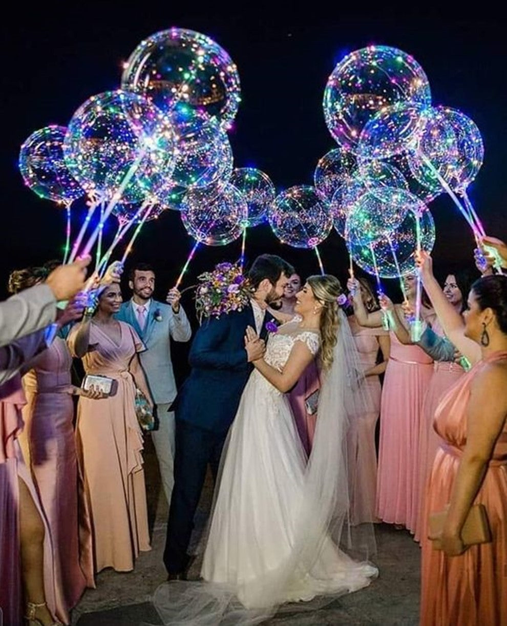 LED Bobo Balloons with Sticks for Weddings, Birthdays & More Parties