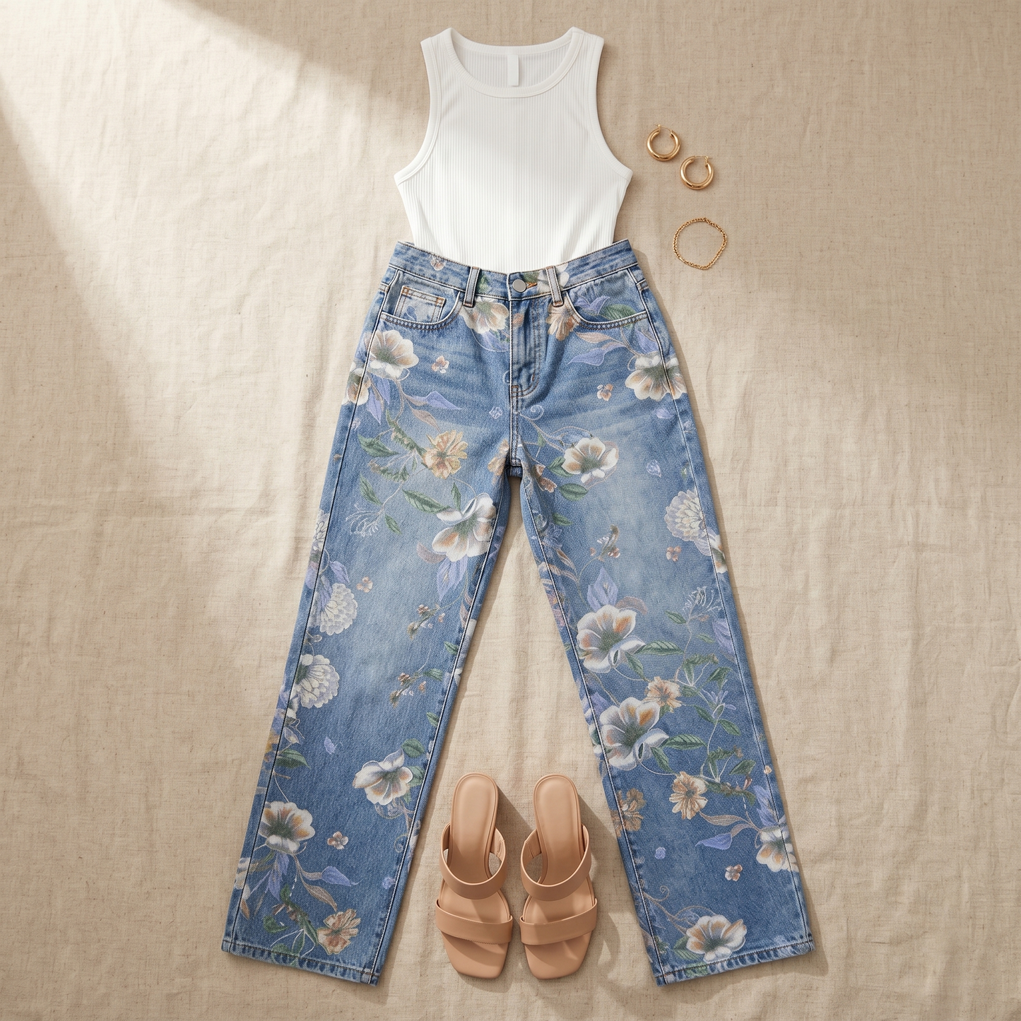 Blomara™ Floral Print Wide-Leg Jeans