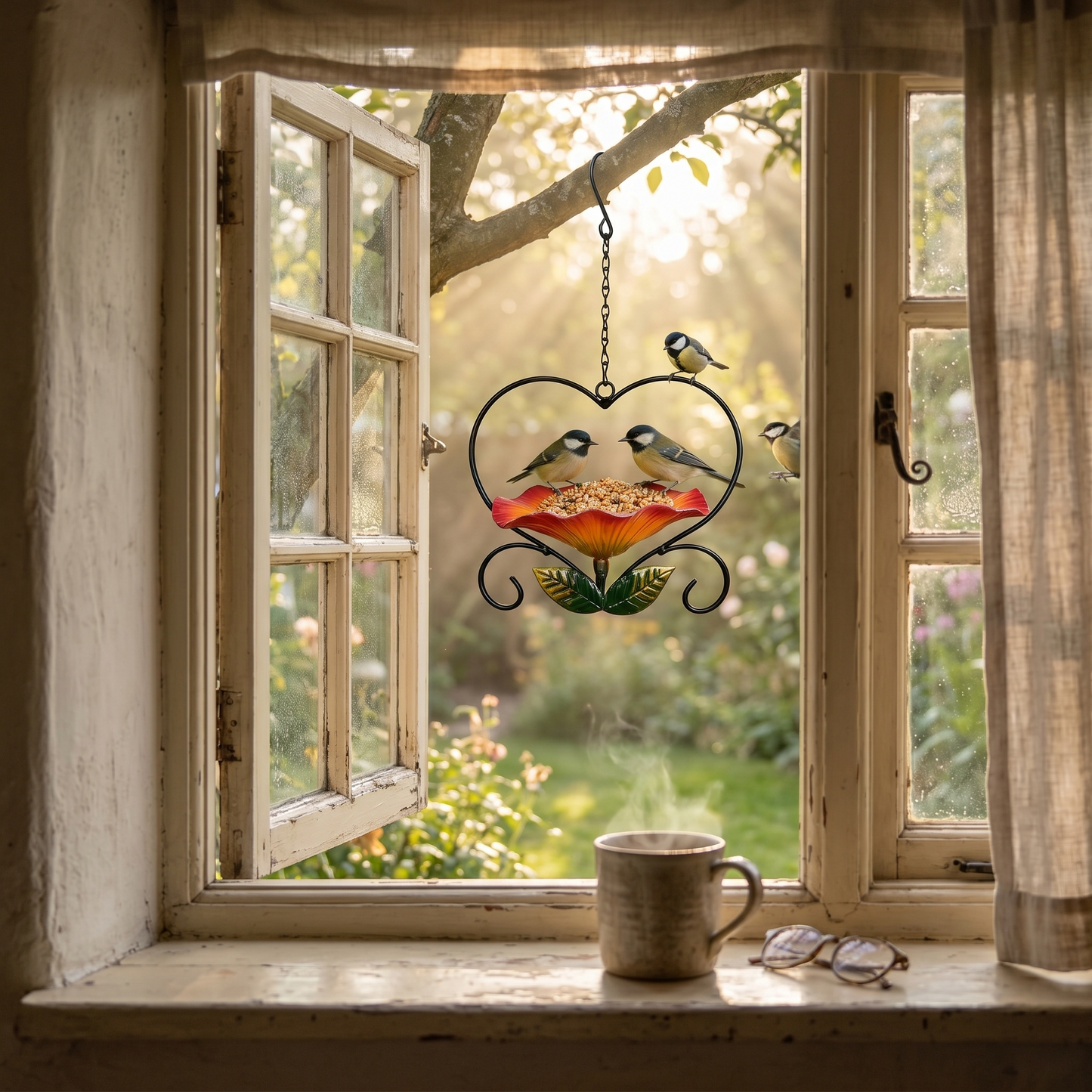 Bloomheart™ - Heart-Shaped Flower Bird Feeder for Songbirds