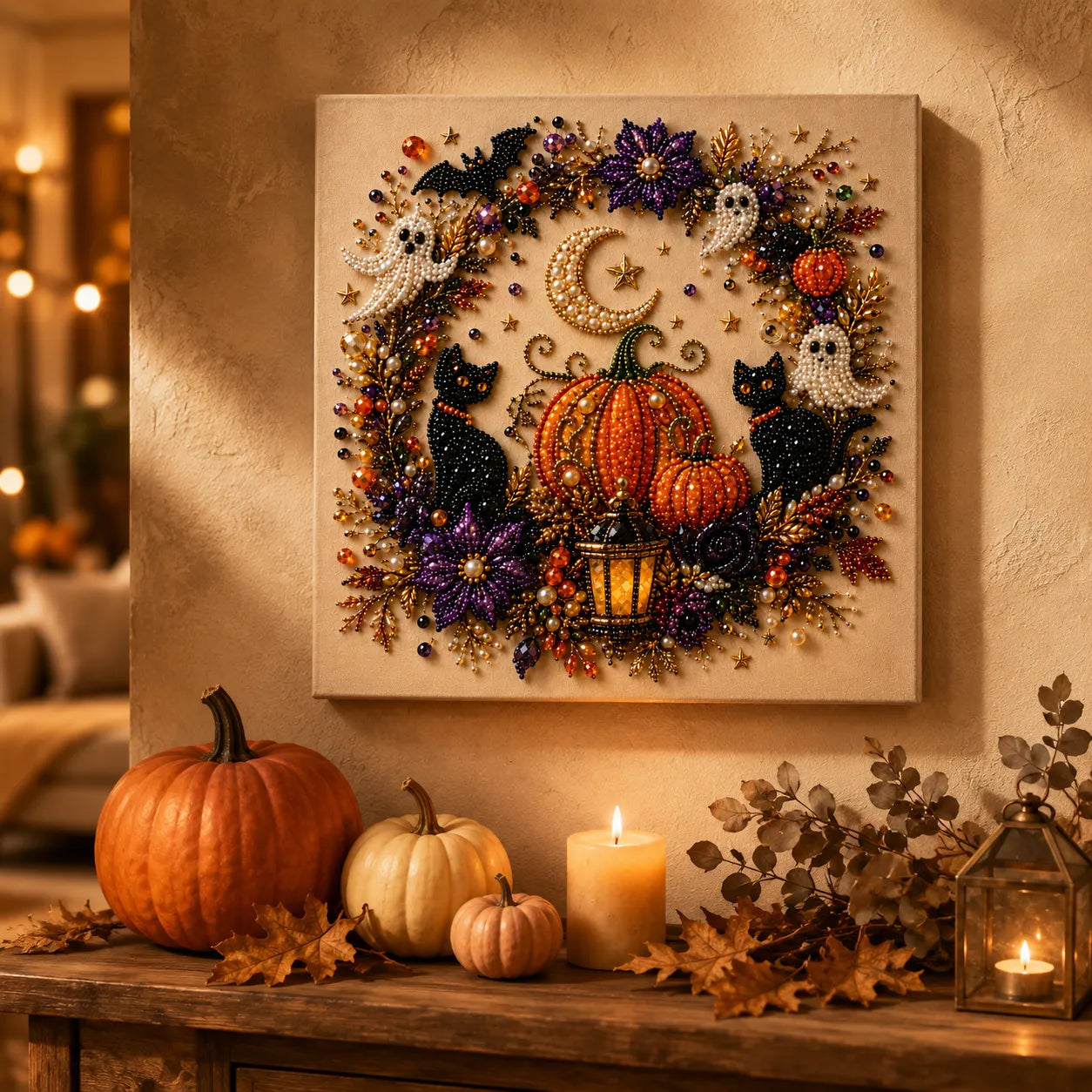Halloween Pearl Bead Craft Kit for Cozy Wall Art & DIY