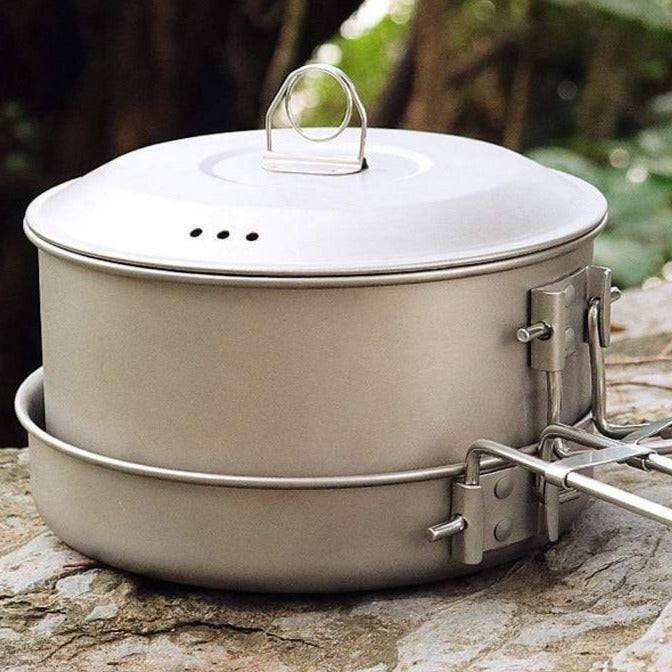 Lightweight Titanium Cookware Set for Camping: Pot and Frying Pan