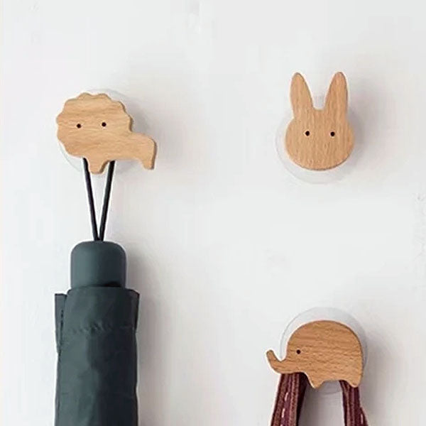 NordicPals - Wooden Animal Wall Hooks Set