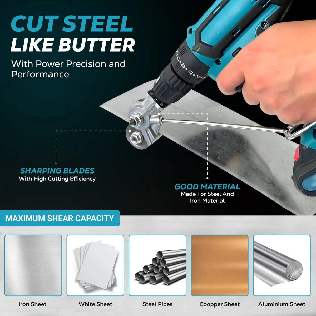 PowerCut - Electric Drill Metal Cutter Attachment