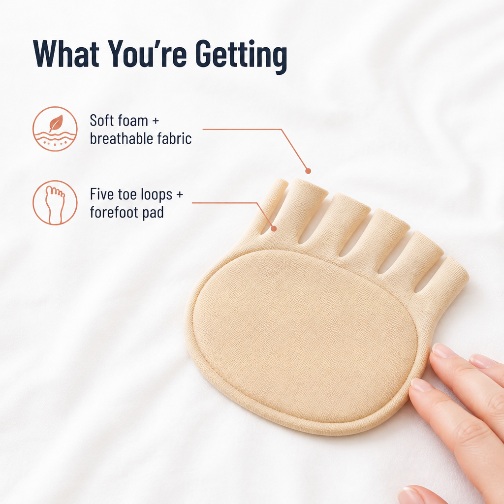 SolaceStep Forefoot Cushions with Toe Loops for Heels