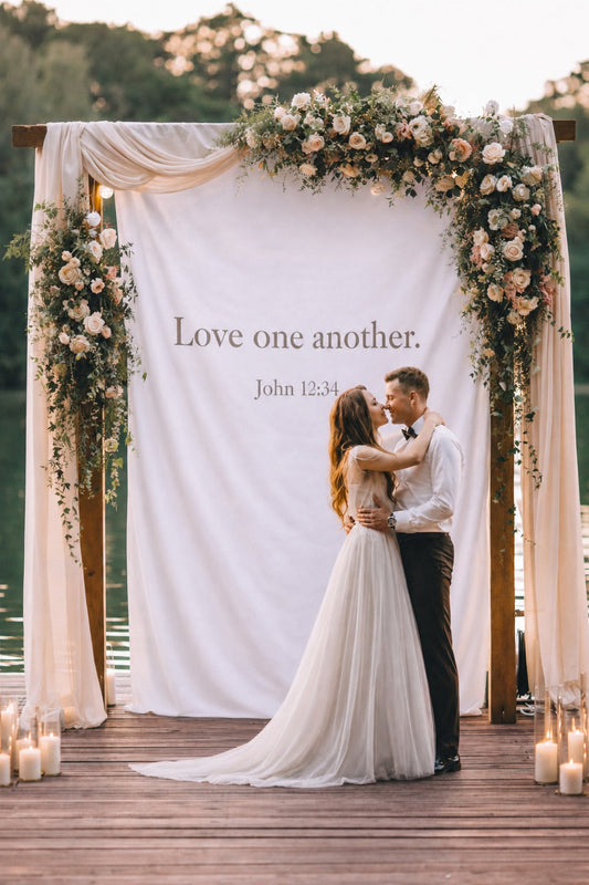 Personalized Wedding Backdrop for Wedding Photography, 'Love one another.' Backdrop