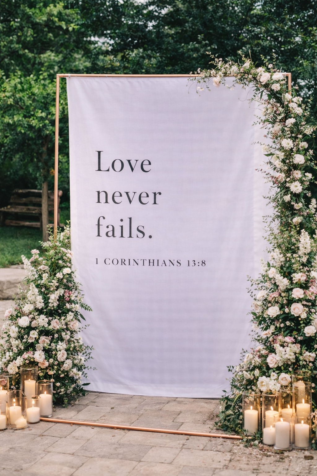 Personalized Wedding Backdrop for Wedding Photography, LOVE NEVER FAILS Photo Backdrop