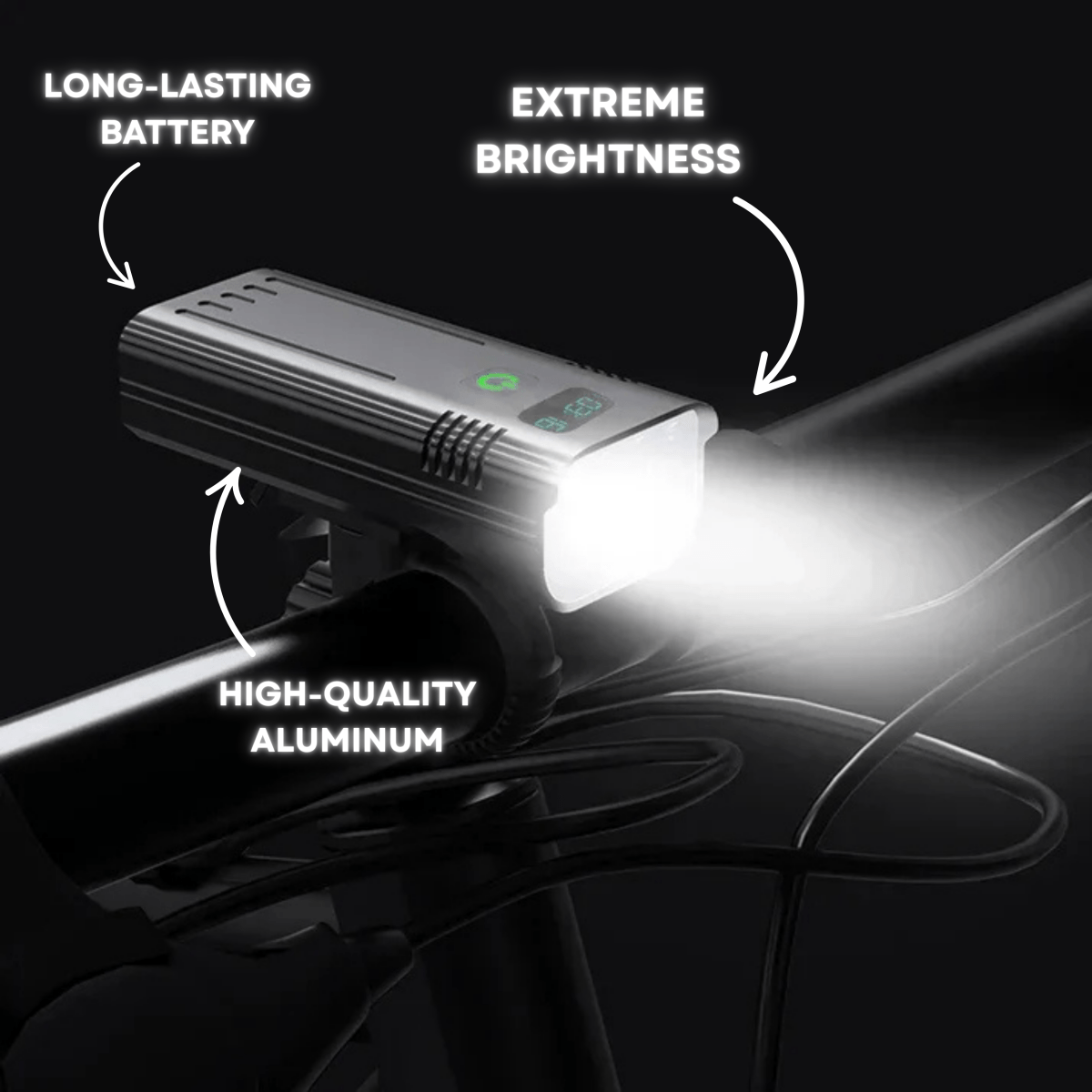 5000 Lumen Bicycle Light with 12 LEDs and USB-C Rechargeable Battery