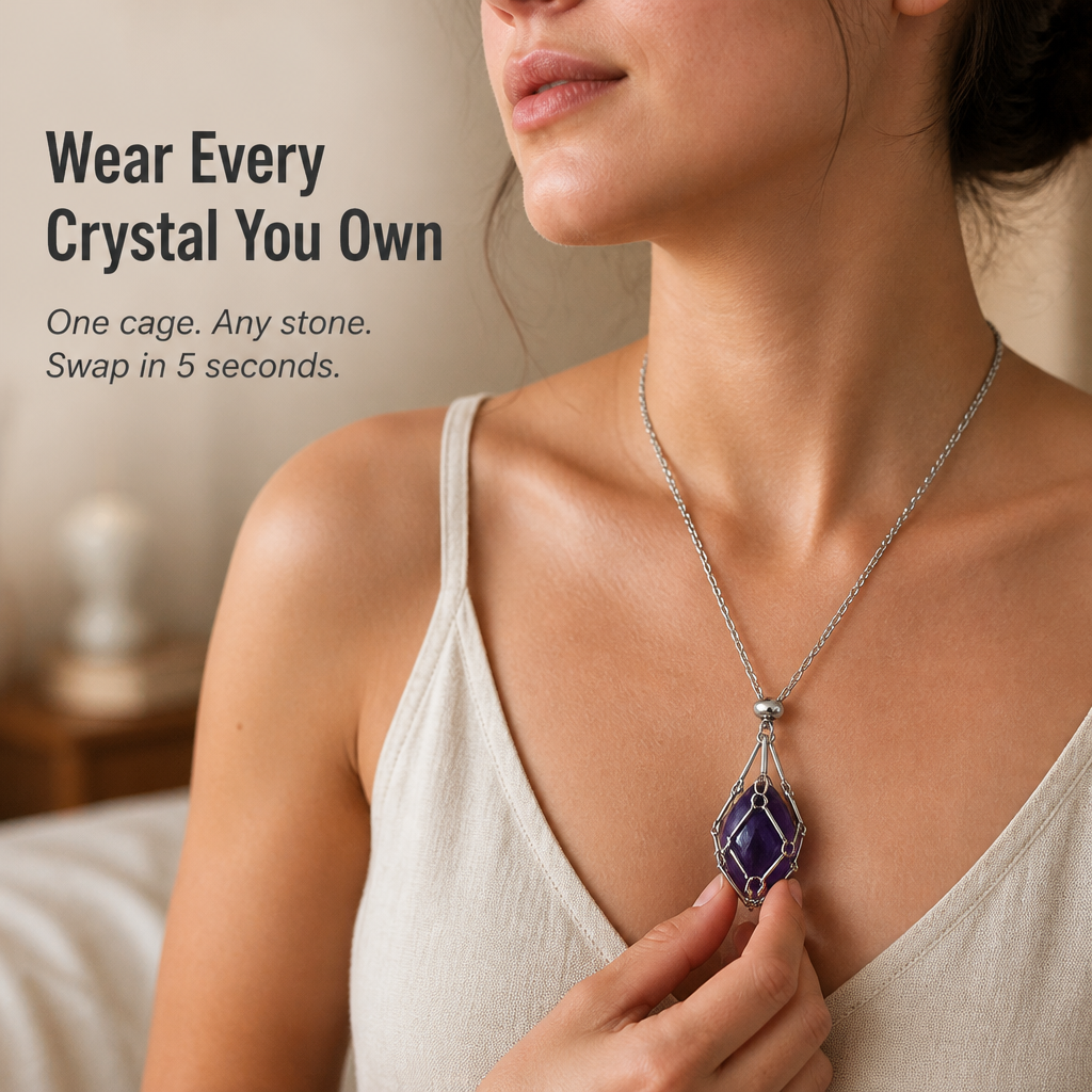 LumaLuxe™ — Swap Any Crystal Into One Cage Necklace in Seconds