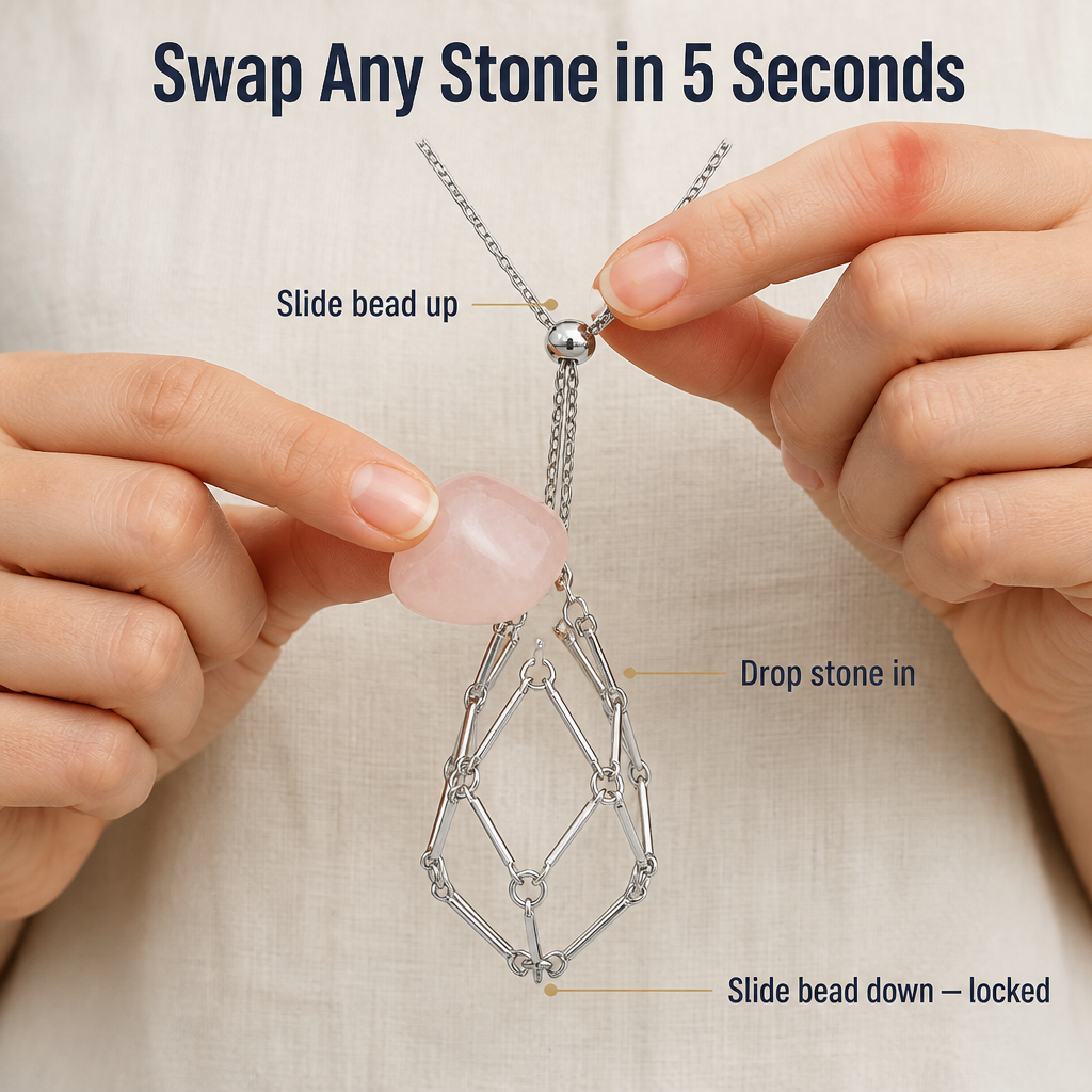 LumaLuxe™ — Swap Any Crystal Into One Cage Necklace in Seconds