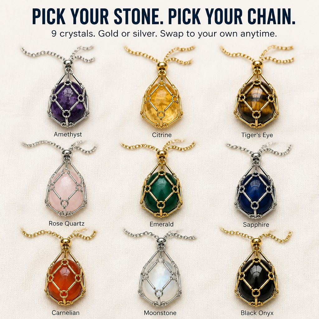 LumaLuxe™ — Swap Any Crystal Into One Cage Necklace in Seconds