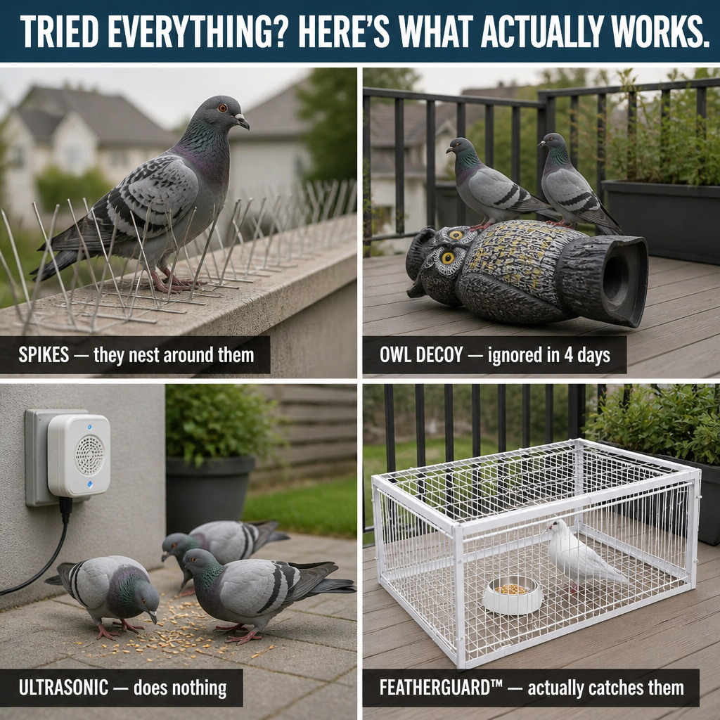 FeatherGuard™ — Catch Garden-Wrecking Pigeons Humanely Without Spikes or Poison