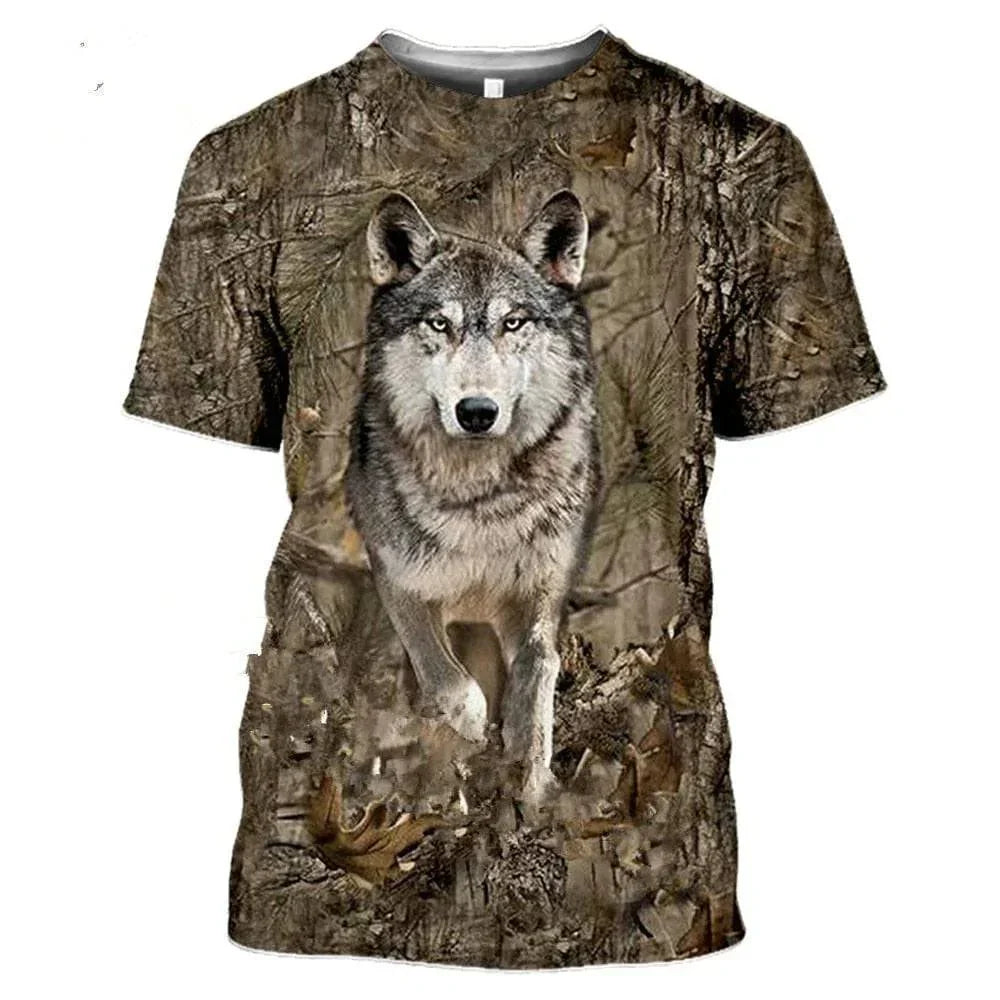 Outdoor Wildlife Print T-Shirt for Men - 3D Camouflage Design