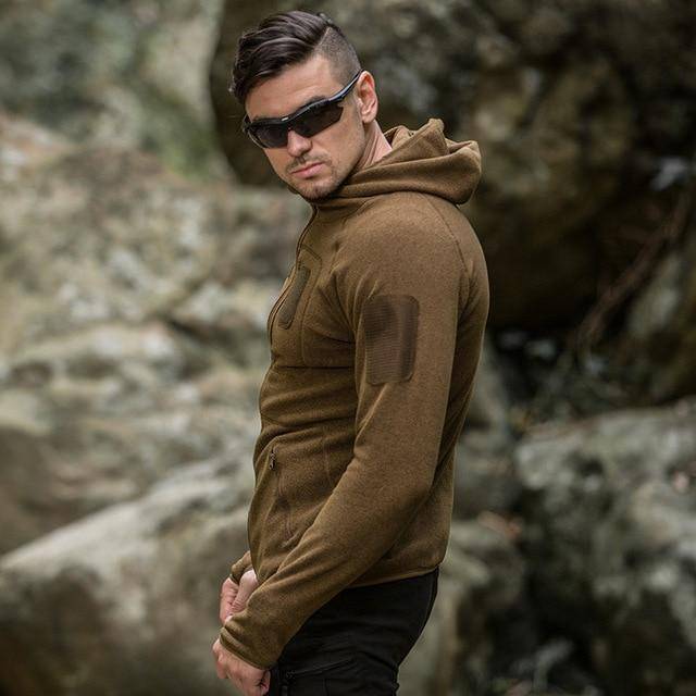 Fleece Training Jacket for Men with Hood – Outdoor Tactical Style