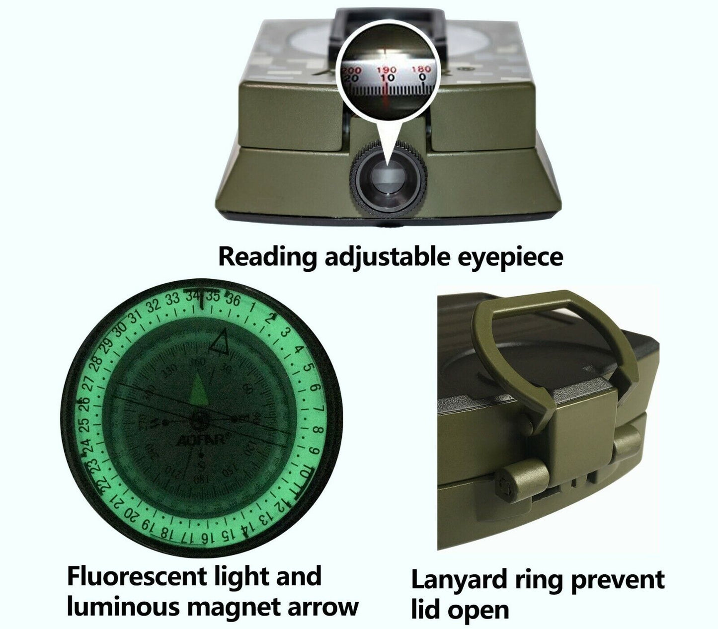 Outdoor Navigation Lensatic Compass – Military-Grade Sighting Tool