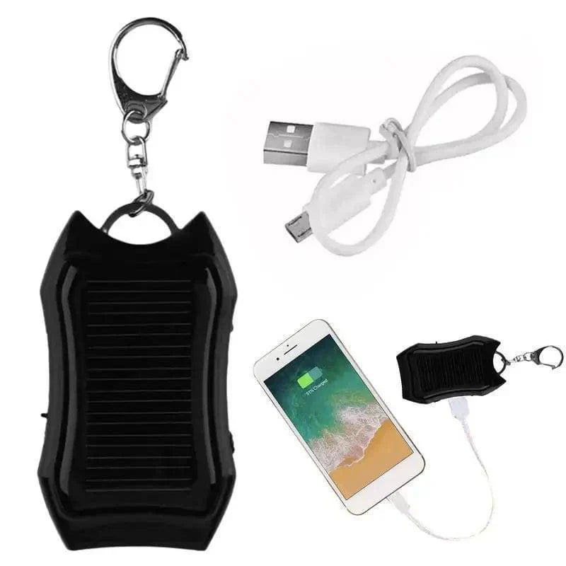 Compact Solar Keychain Power Bank with 1500mAh Capacity and LED Light