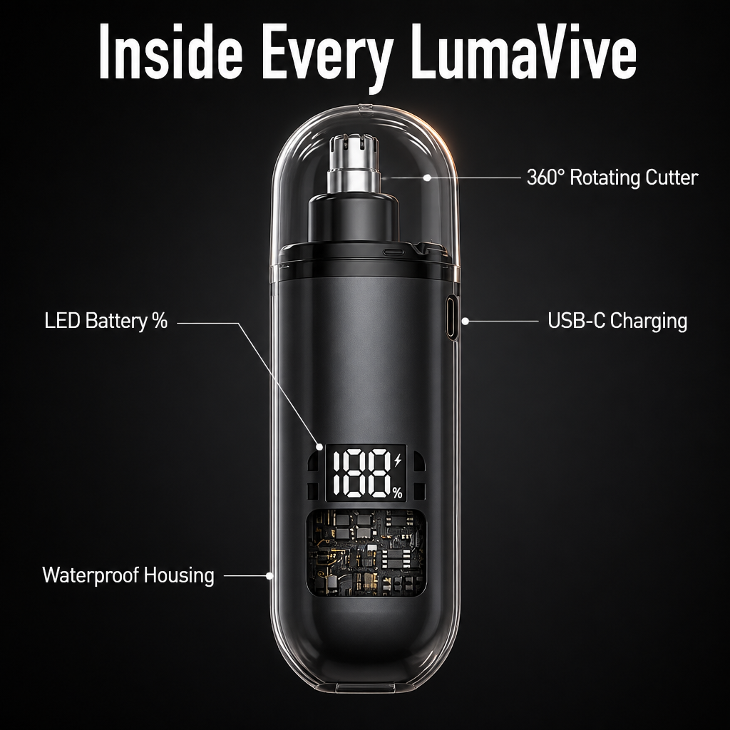 LumaVive™ — Trim Nose Hair Cleanly in 60 Seconds, No Eye-Watering Pain