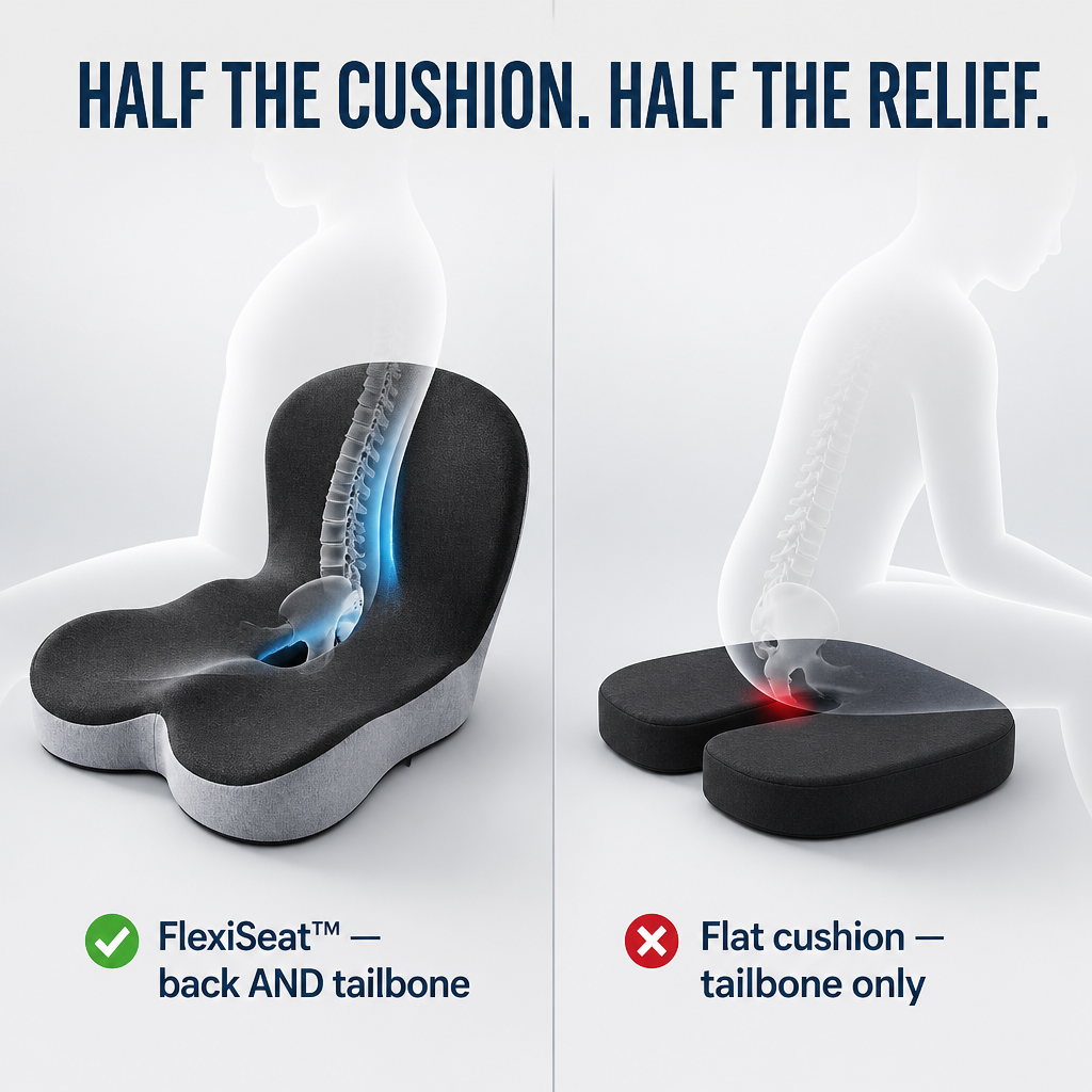 FlexiSeat™ — Cradle Your Back and Tailbone Through Long Sit Sessions