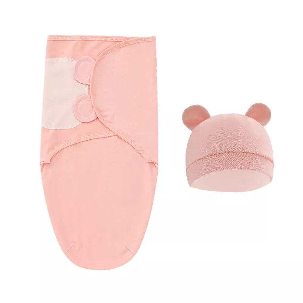 Newborn Adjustable Baby Swaddle Blanket With Hat Set Baby 0 - 3 Months - Skaldo & Malin