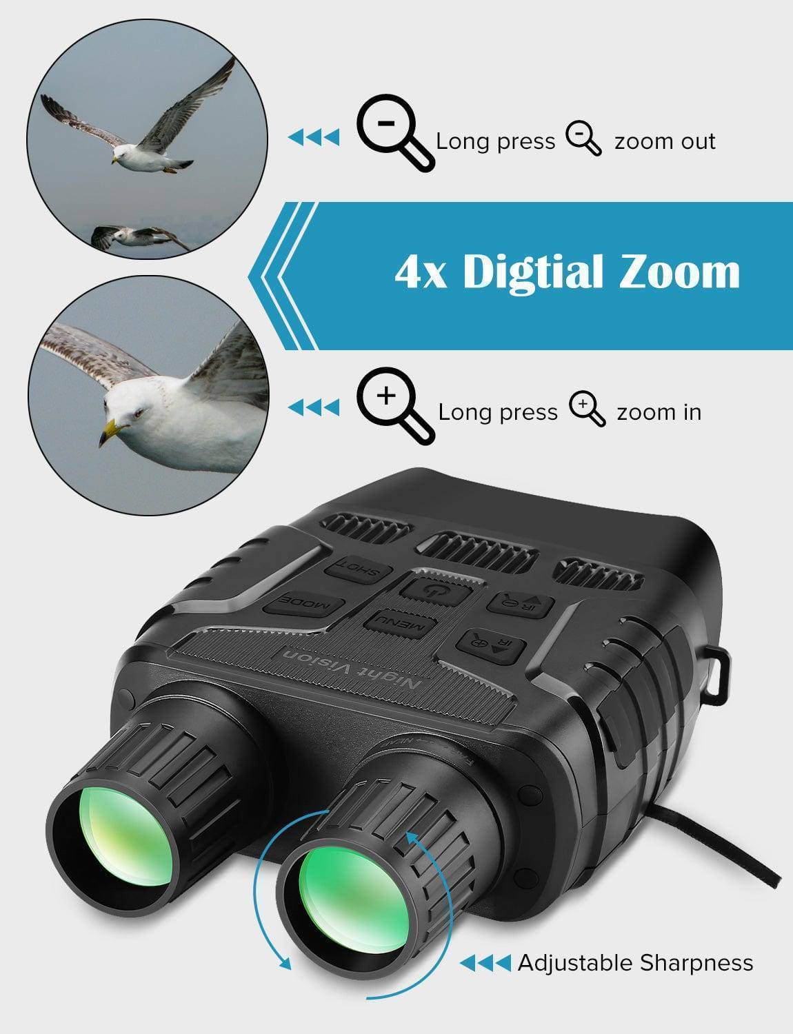 Binoculars for Night Vision with 300M Range and Recording Feature