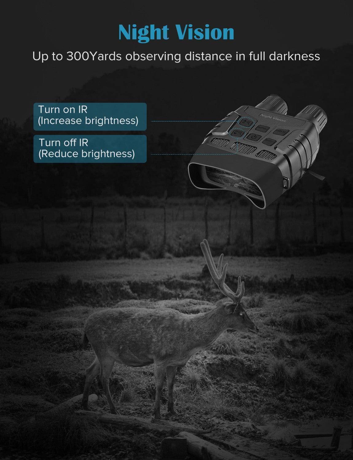 Binoculars for Night Vision with 300M Range and Recording Feature